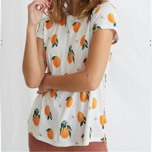 Marine Layer Swing Crew Multi Fruit Print White/Orange 🍊Cotton/Modal Size- S